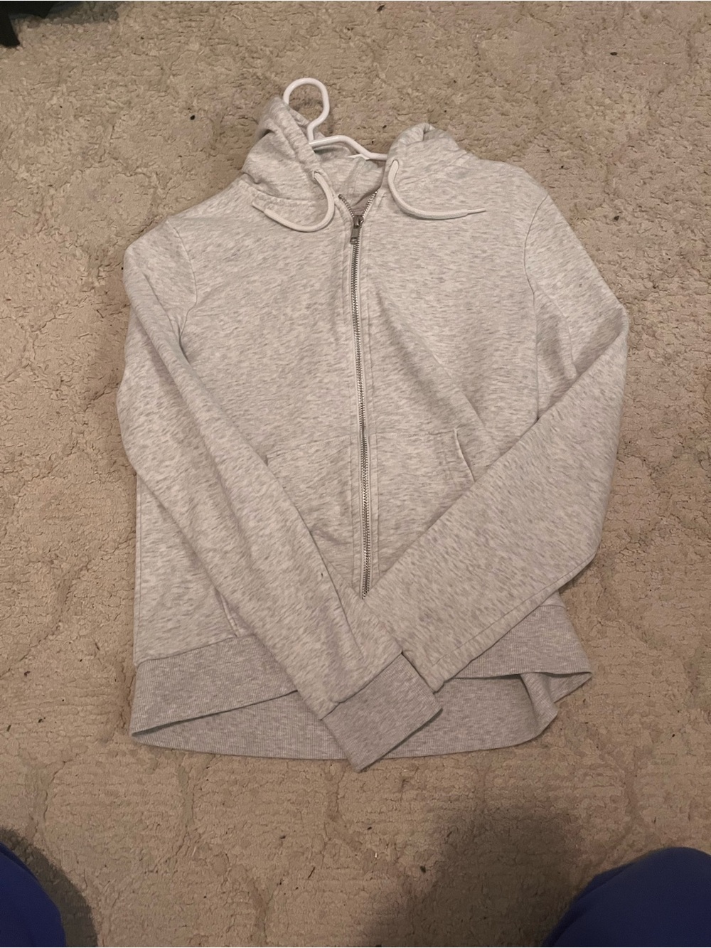 Women's Light Gray Full-Zip Hoodie with Hood